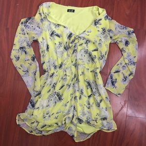 Bright green long sleeve romper